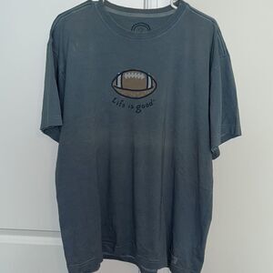 Life is Good t-shirt worn FOOTBALL 🏈 blue gray T shirt L men’s